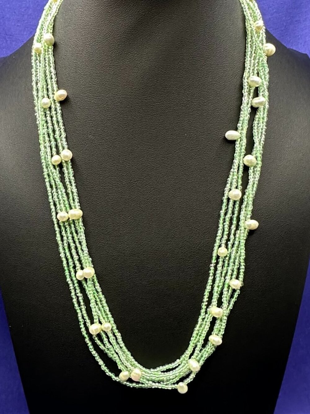 VTG Oscar de la Renta Glass Seed Bead & Freshwater Pearl Necklace